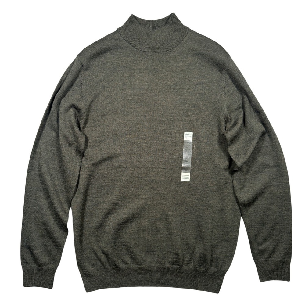 Linea‎ Uomo Mock Neck Sweater Mens XLT Olive Green Merino Wool Blend NWT NEW